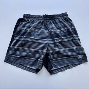 New Balance Running Shorts. Men’s Small, with black and gray horizontal stripes